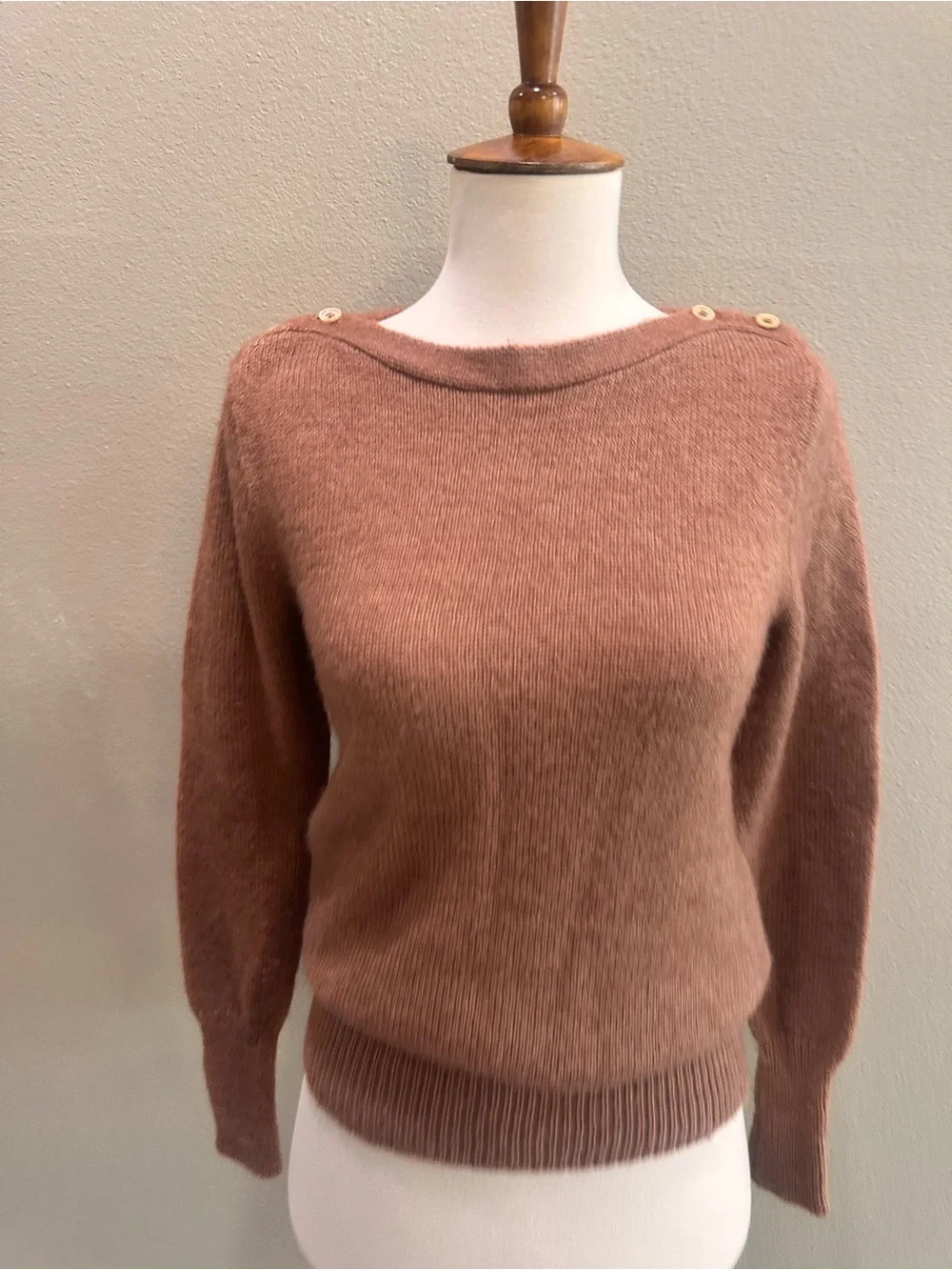 J. Crew Boatneck mohair wool blend Rust Button-Shoulder Women's Sweater s